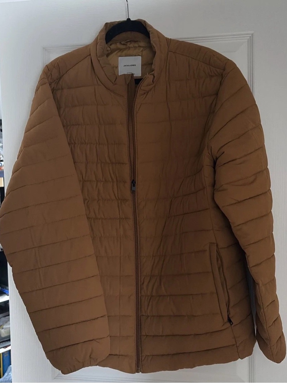 Jack & Jones Men's Quilted Puffer Jacket in Camel